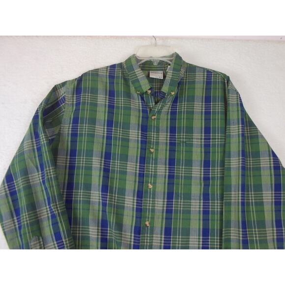 Saddlebrook Mens Long Sleeve Button Down Green Paid Shirt Size XLT - Picture 8 of 9